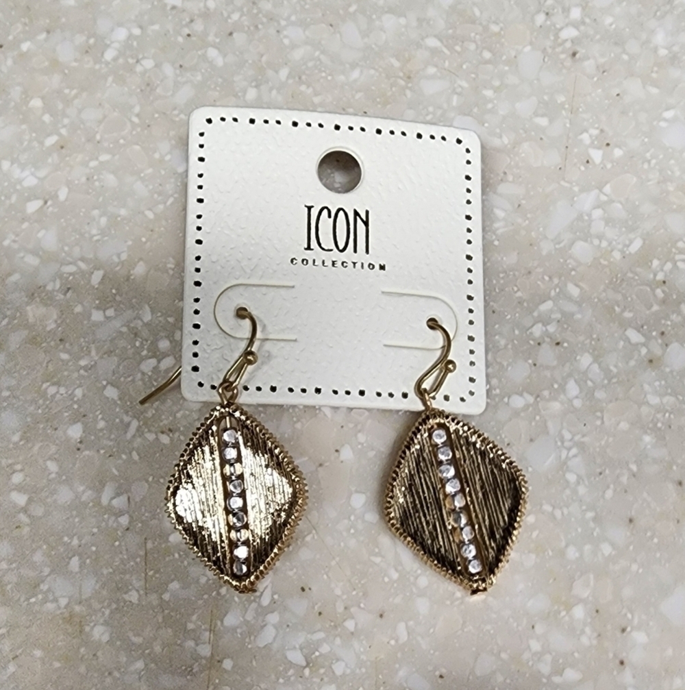 Icon Collection Goldtone Rhinestone Earrings - Picture 3 of 3